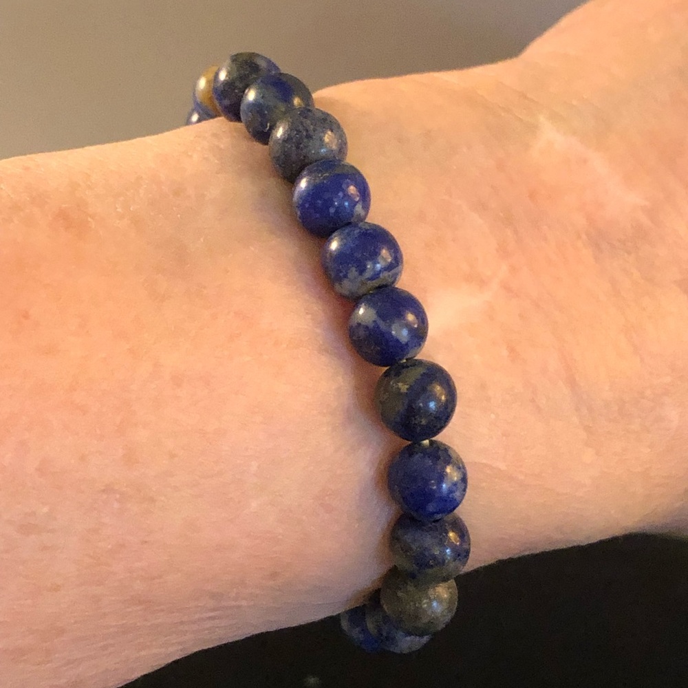 Natural Unisex Lapis Lazuli Beaded Stretch Bracelet. BRAND NEW!
